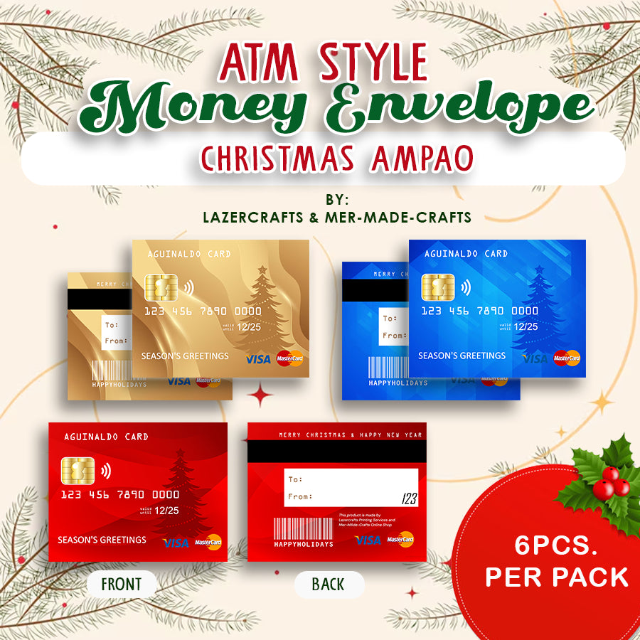 20PCS. ATM Style Money Envelope Christmas Ampao, Angpao 6pcs. per Pack